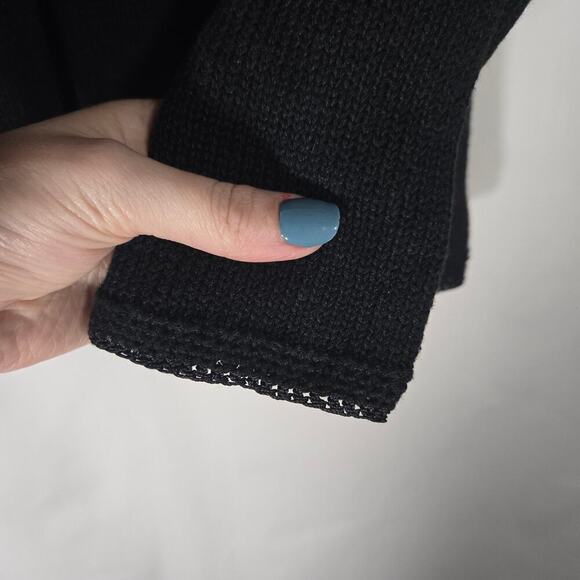 VTG Hierloom Collectibles Petites Black Beaded Knit Cardigan Large Crochet Y2K - Picture 8 of 9